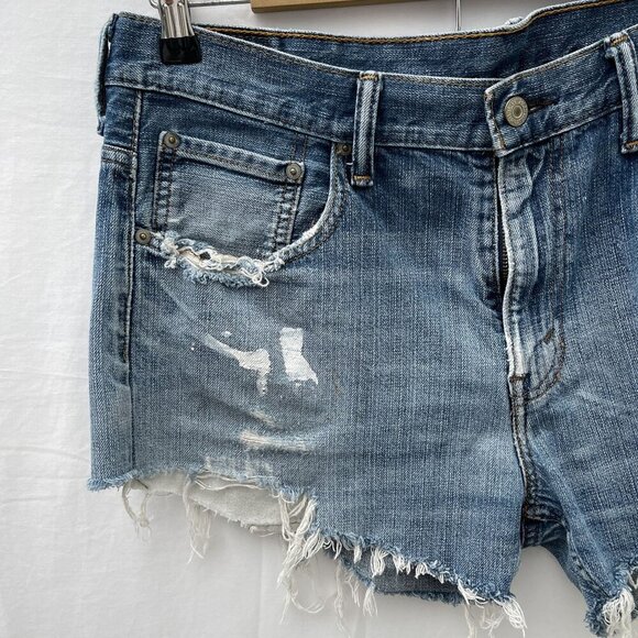 Levis‎ 569 Distressed Hi-Rise Cutoff Denim Shorts Vintage Womens 33 Frayed Hem - Picture 4 of 10